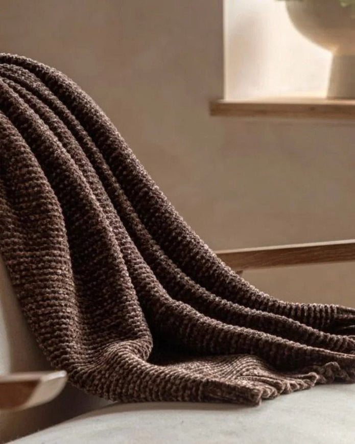 Brown Neutral Luxe Chunky Chenille Throw - Soft FurnishingsSoft Furnishings - Lulu Loves Home