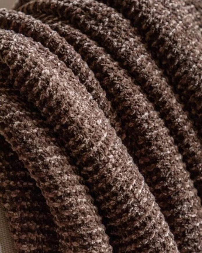 Brown Neutral Luxe Chunky Chenille Throw - Soft FurnishingsSoft Furnishings - Lulu Loves Home