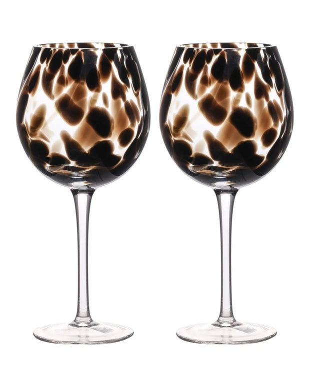 Brown Tortoise Print Wine Glasses - Set of Two - Home DecorHome Decor - Lulu Loves Home