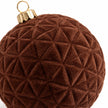 Brown velvet Christmas bauble with plush velvet texture, designed by Starlight Express for festive holiday decorating.