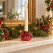 Ancient Wisdom Christmas burgundy diamond candleholder with dinner candle and tealight for festive mantel decor