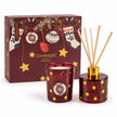 Burgundy stockings and baubles diffuser and candle gift set for Christmas by Candlelight Products Ltd, featuring festive decor and scents.