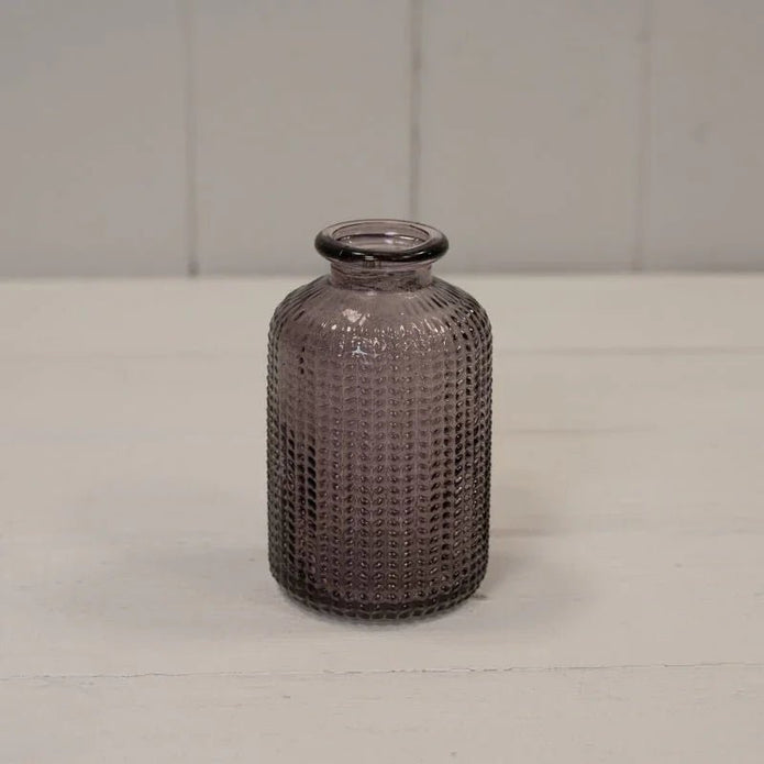 Burgundy Dimpled Glass Bottle Bud Vase - Home DecorHome Decor - Lulu Loves Home