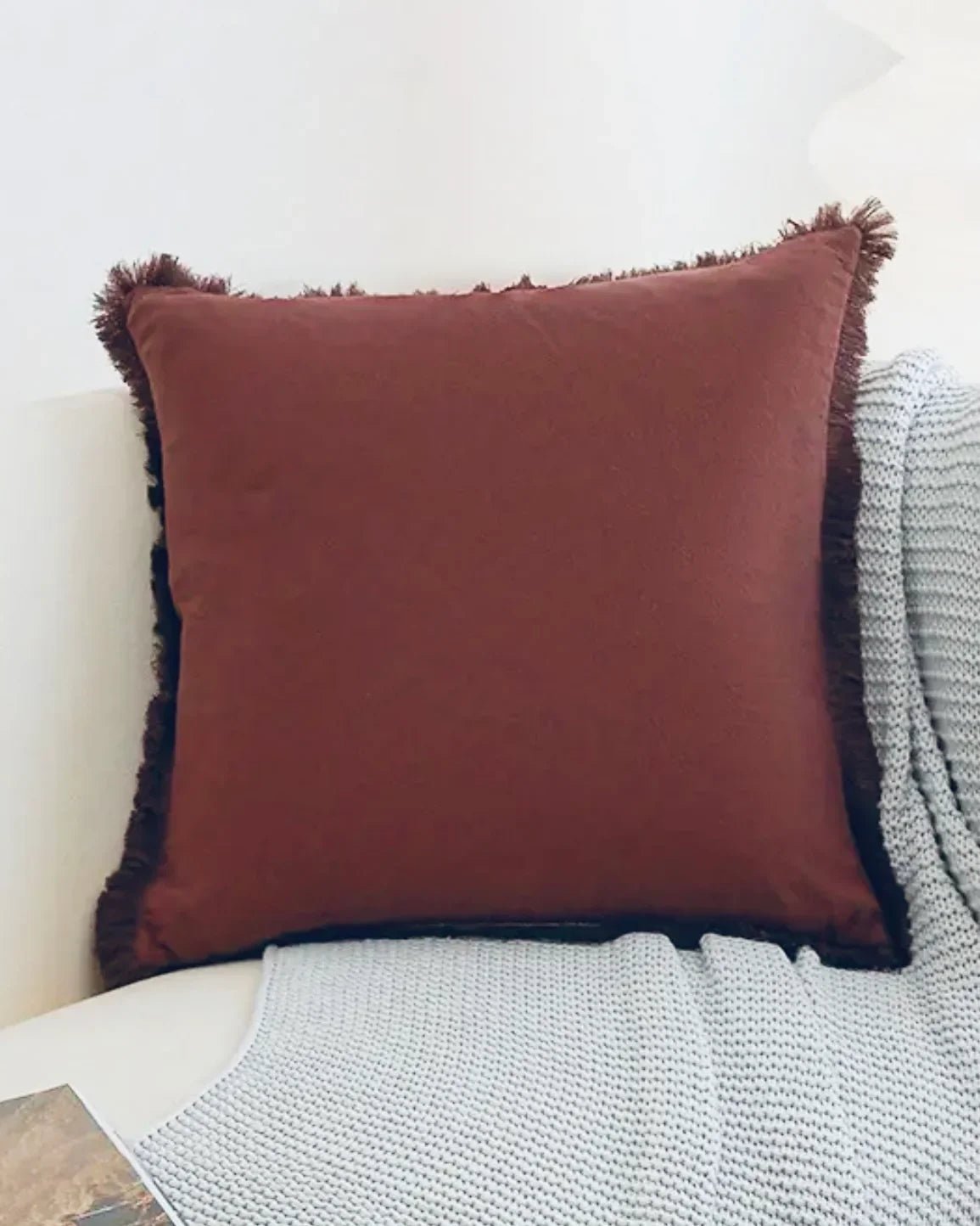 Burgundy Freyed Edge Cushion Cover - Soft FurnishingsSoft Furnishings - Lulu Loves Home