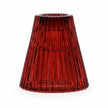 Burgundy ribbed glass reversible candle holder on a white background