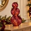 Burgundy Light Up LED Stacking Glass Baubles for Christmas decoration by Candlelight Products Ltd, featuring illuminated glass ornaments.