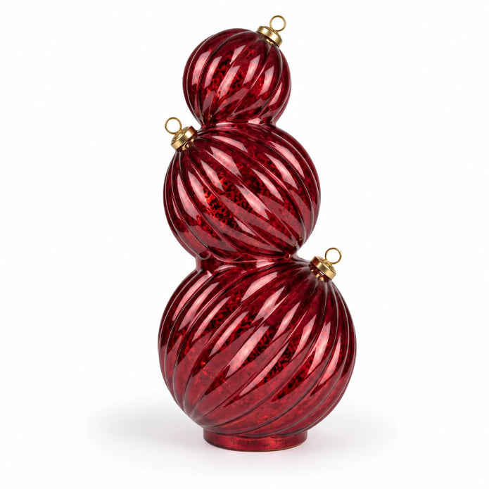 Burgundy light-up LED stacking glass baubles for Christmas décor, featuring illuminated glass ornaments from Candlelight Products Ltd.