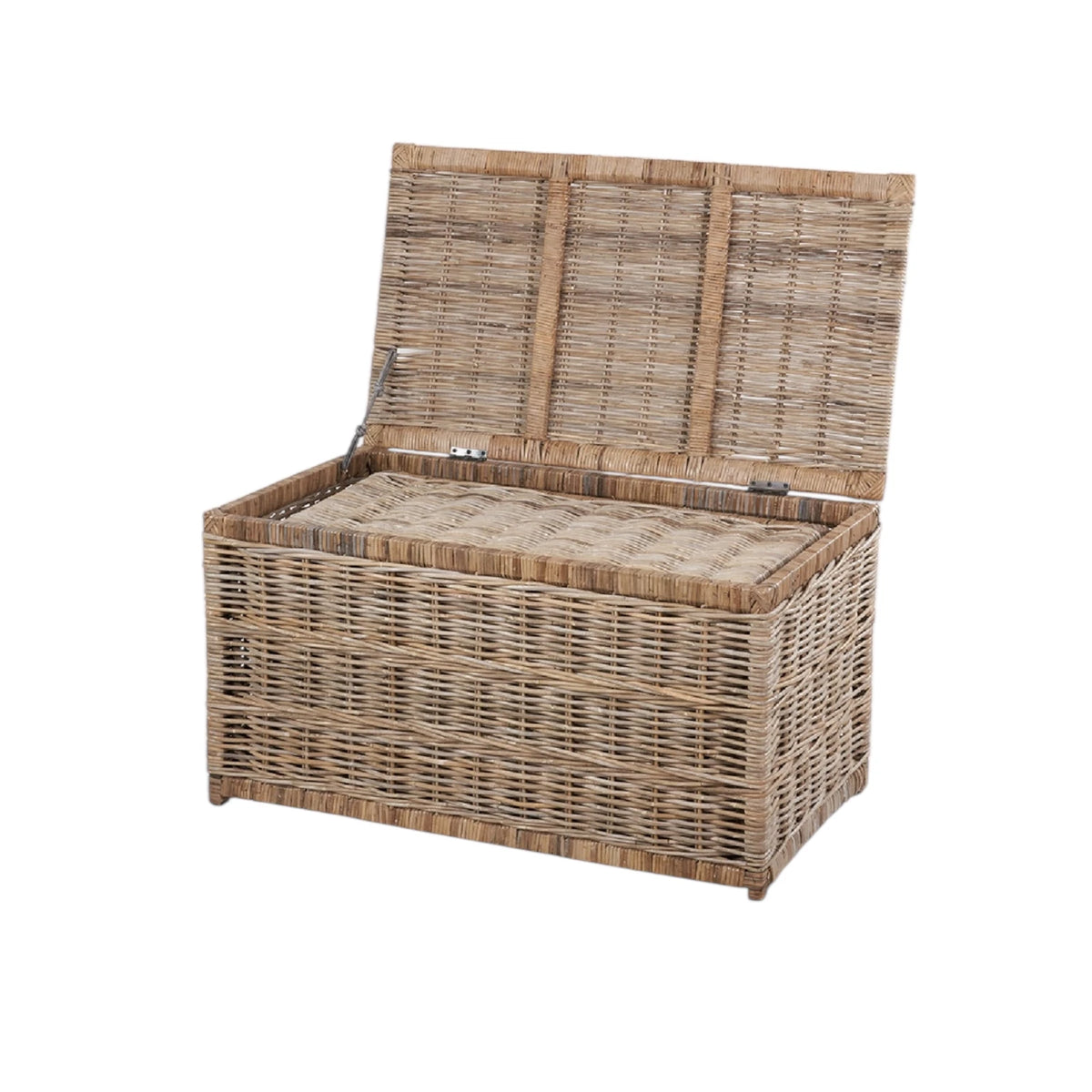 Burley Rattan Basket Storage Trunk by Pacific Lifestyle Ltd, natural woven rattan furniture piece with sturdy handles.