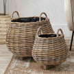Rattan-lined round bulbous planter basket for home decor, featuring a natural woven design by Pacific Lifestyle Ltd.