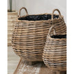 Round Burley Rattan Lined Bulbous Planter Basket for home decor by Pacific Lifestyle Ltd, showcasing its woven natural rattan design.