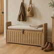 Lows Burley Rattan Rectangle Trunk Bench, stylish woven rattan furniture piece with storage, perfect for living room or entryway.