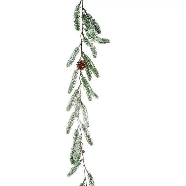 Faux Green Fir, Red Berry & Pinecone Garland