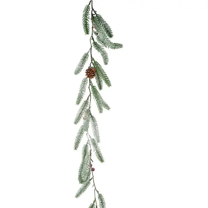 Faux Green Fir, Red Berry & Pinecone Garland