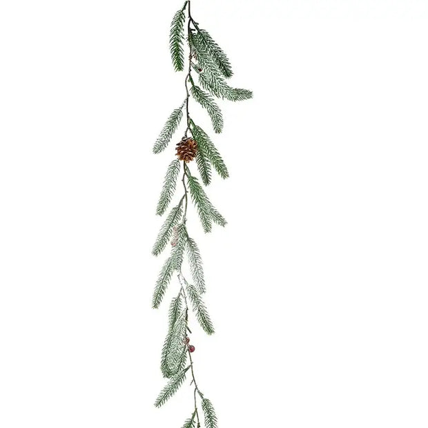 Faux Green Fir, Red Berry & Pinecone Garland