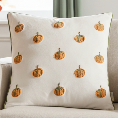 Pumpkin Spice Tufted Velvet Cushion Cover