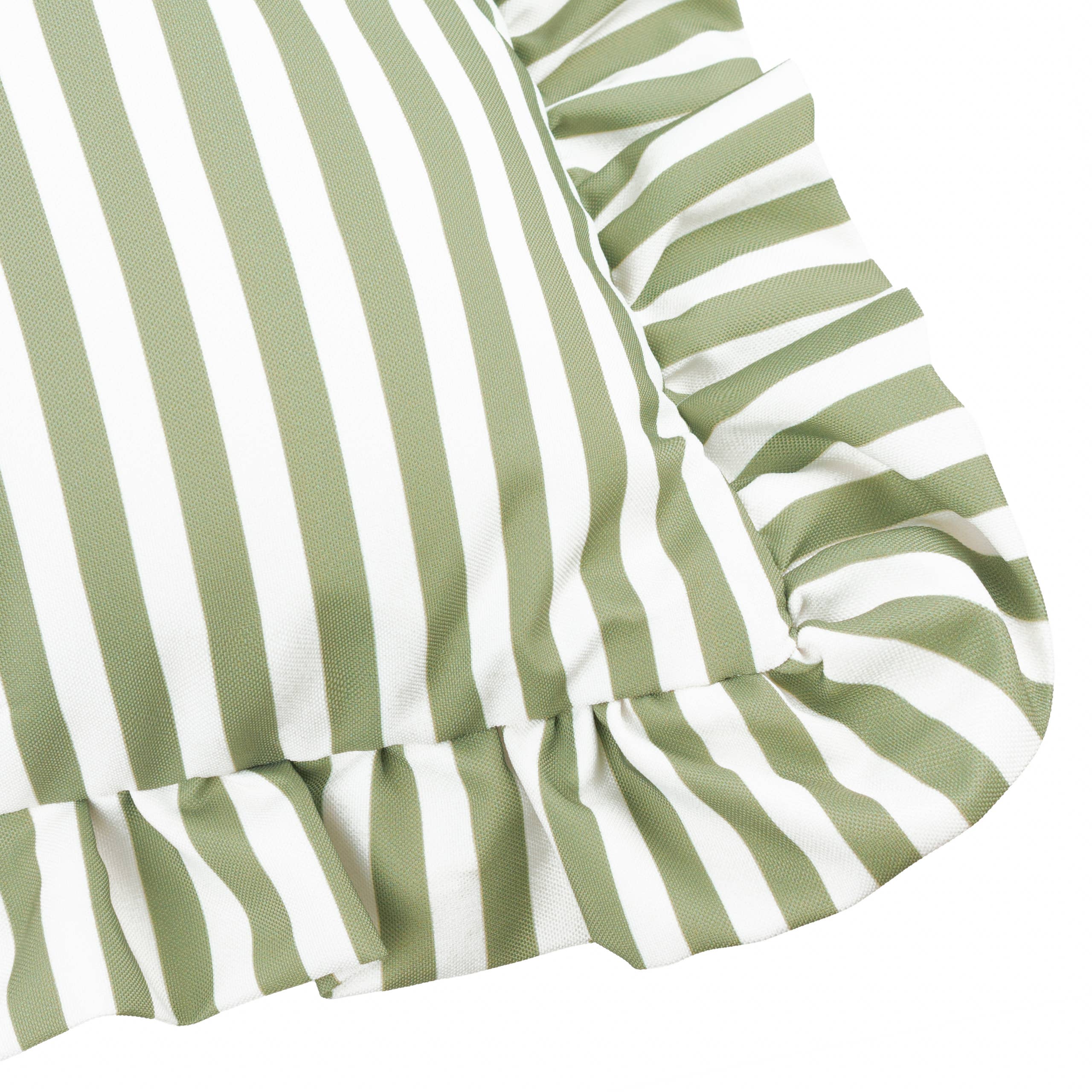 Yard Olive Green Ruffle Striped Outdoor Cushion - Filled