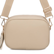 Beige Double Zip Crossbody Bag