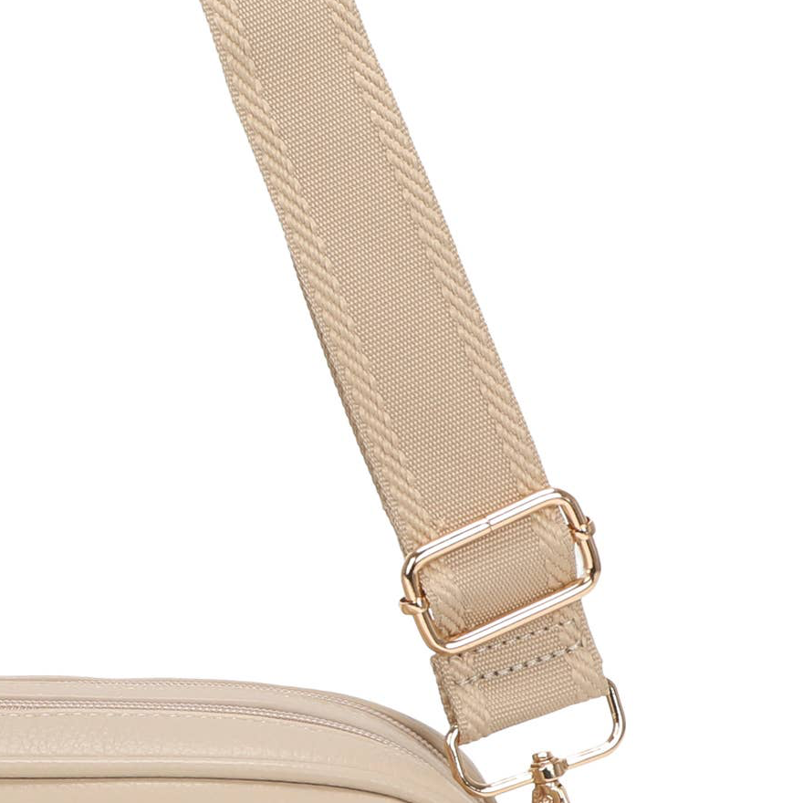 Beige Double Zip Crossbody Bag