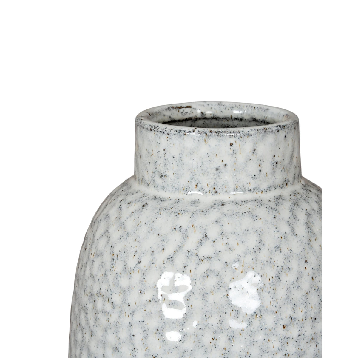 White glazed Cairn Dimple vase by Hill Interiors, showcasing a smooth, rounded ceramic design with a textured dimpled surface.