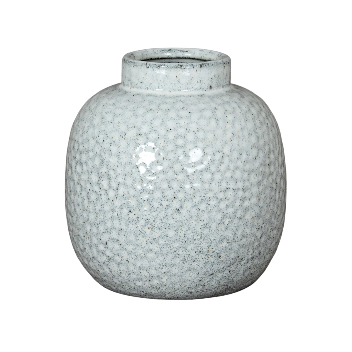 White glazed Cairn Dimple Vase by Hill Interiors, featuring a smooth, rounded design with textured dimples for decorative display.
