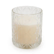 Clear large Chevron glass candle holder with diamond-cut design, perfect for candles and home decor by Candlelight Products Ltd.