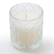 Clear large chevron glass candle holder by Candlelight Products Ltd, designed for candles with a diamond-cut pattern and elegant style.