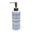 Blue striped soap dispenser bottle from Candlelight Products Ltd, home decor accessory with a modern design.