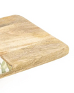 Handcrafted olive pattern mango wood and melamine square chopping board set for kitchen and dining use.