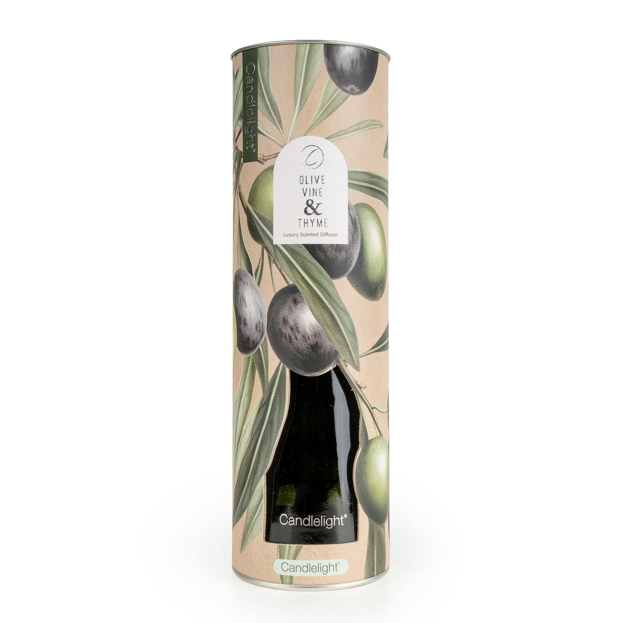 Reed diffuser with Olive Vine & Thyme scent, 300ml home fragrance by Candlelight Products Ltd, featuring ceramic reed diffusers.