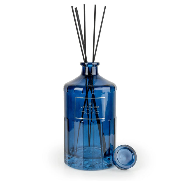 Blue striped Jeff Banks Reed Diffuser by Candlelight Products Ltd, 1000ml decorative reed diffuser with four bottles.