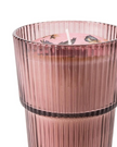 Large ridged glass candle by Candlelight Products Ltd featuring Garden Blooms Plum scent, showcasing a deep purple candle in a textured glass holder.