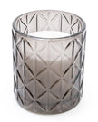 Smokey black large diamond glass candle by Candlelight Products Ltd with Woodsage and Sea Salt scent.