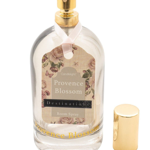 Provence Blossom room spray by Candlelight Products Ltd with Parisian Window scent, showcasing a floral home fragrance bottle.