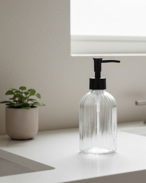 Clear Glass Soap Dispenser Bottle