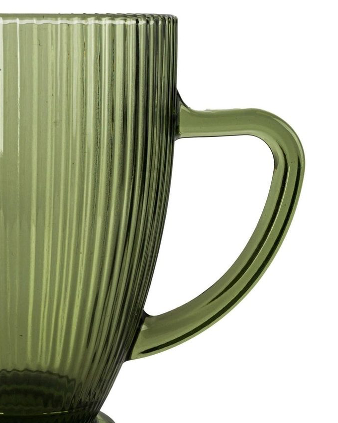 Large green ridged glass jug for kitchen and dining, featuring textured surface and sturdy handle, by Candlelight Products Ltd.