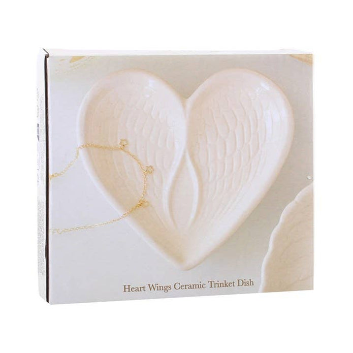 White Angel Wing Heart Trinket Dish