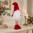 Traditional Red Standing Christmas Gonk styled in a warm neutral Christmas interior