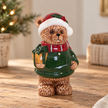 Close-up detail of Forest Green Knit Christmas Bear