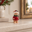 Traditional Red Knit Christmas Bear styled in a warm neutral Christmas interior