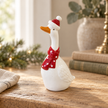 Close-up detail of Ceramic Christmas Goose With Scarf