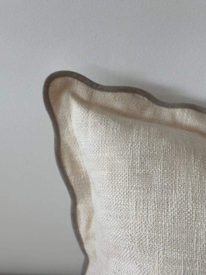Chloe Cream And Greige Scalloped Cushion Cover