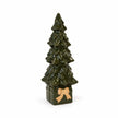 Full studio view of the 23cm green ceramic Christmas tree on box with cream bow.