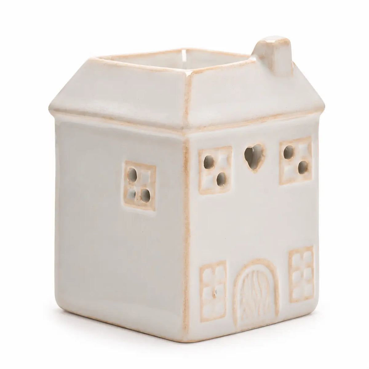 White ceramic house-shaped wax melt burner by Widdop & Co