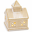 White and gold ceramic LED light up house — studio detail