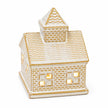 White and gold ceramic LED light up house — white studio lit