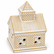 White and gold ceramic LED light up house — white studio unlit