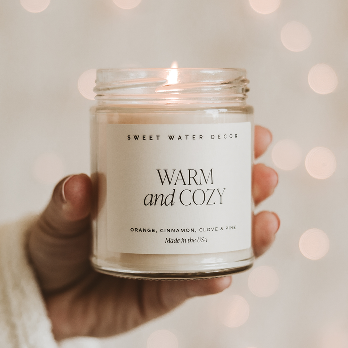Warm and Cozy 9 oz Soy Candle - Christmas Decor & Gifts