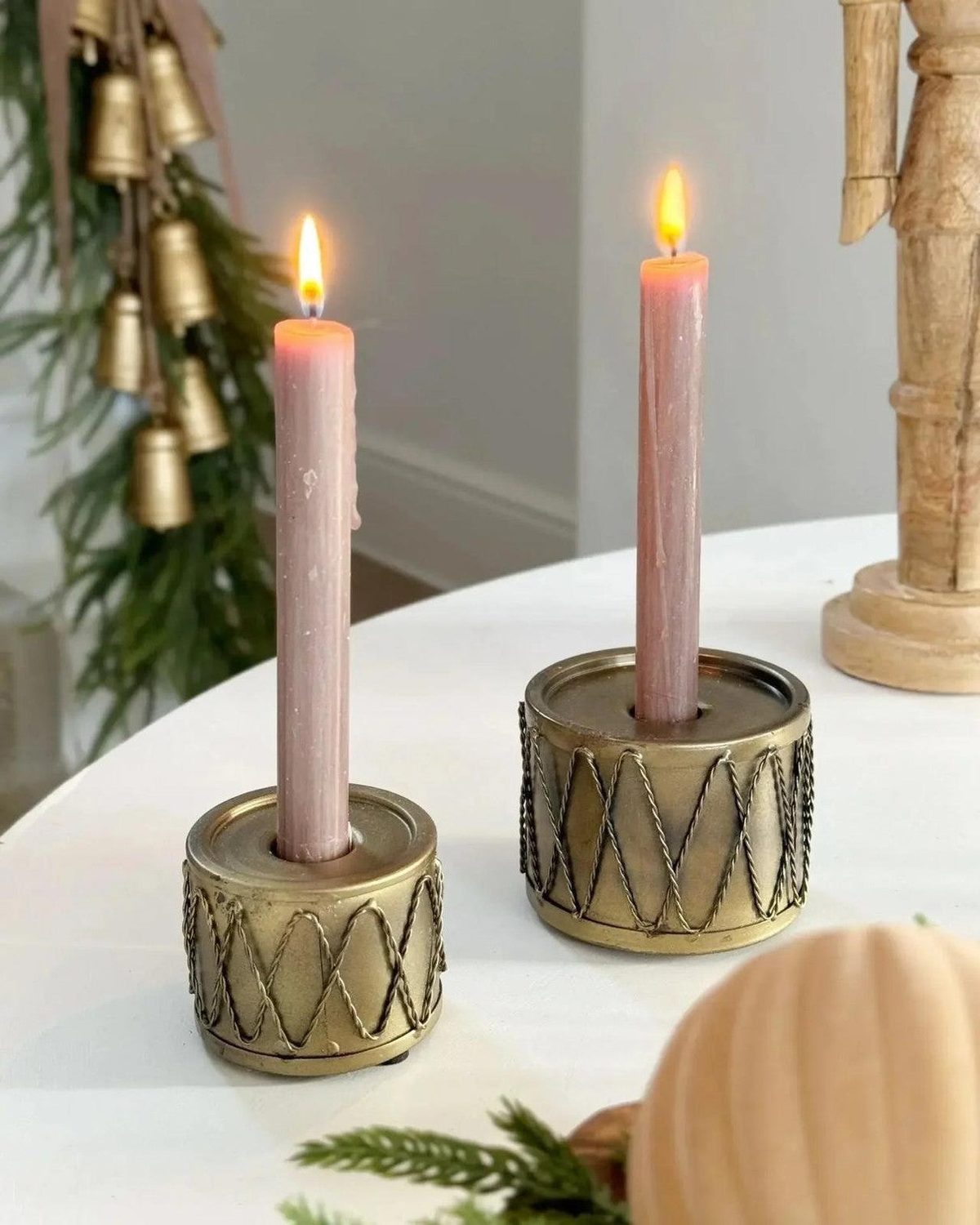 Antique Brass Drum Candlestick - Seasonal Decor - ChristmasSeasonal Decor - Christmas - Lulu Loves Home