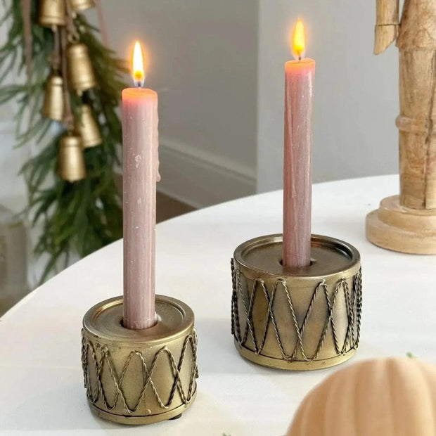 Antique Brass Drum Candlestick - Seasonal Decor - ChristmasSeasonal Decor - Christmas - Lulu Loves Home