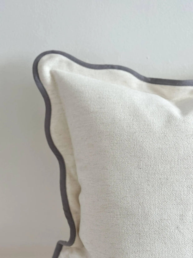 Chloe White With Grey Scalloped Edge Cushion Cover - 45cm x 45cm - Soft FurnishingsSoft Furnishings - Lulu Loves Home